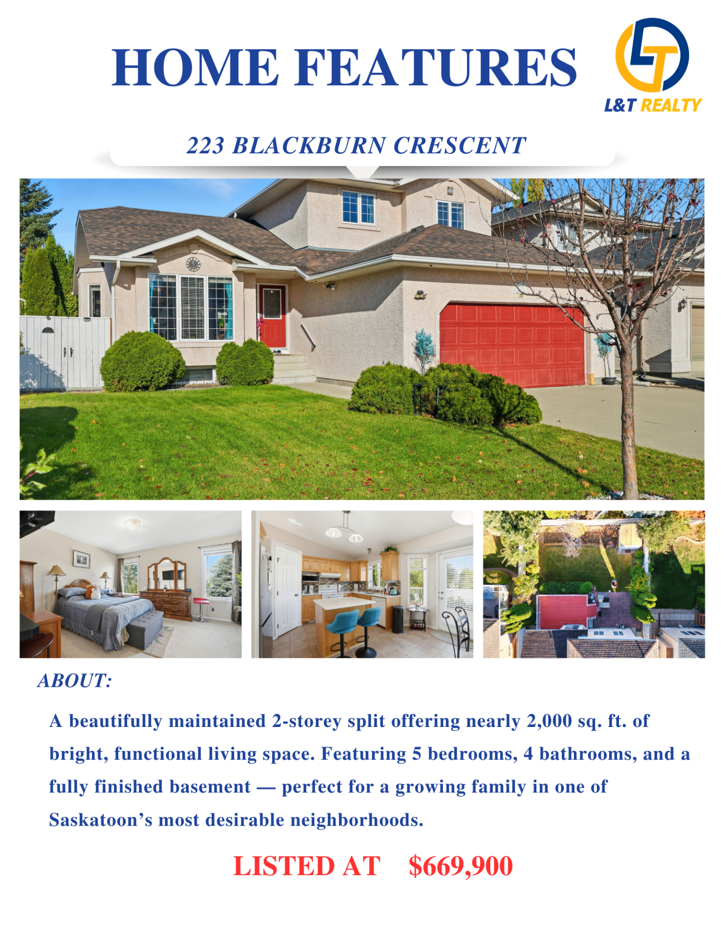 林与唐地产OPEN HOUSE, 10月25&26日，周六&日2-4pm, Briarwood 社区独栋出售 · 223 Blackburn Crescent - 2